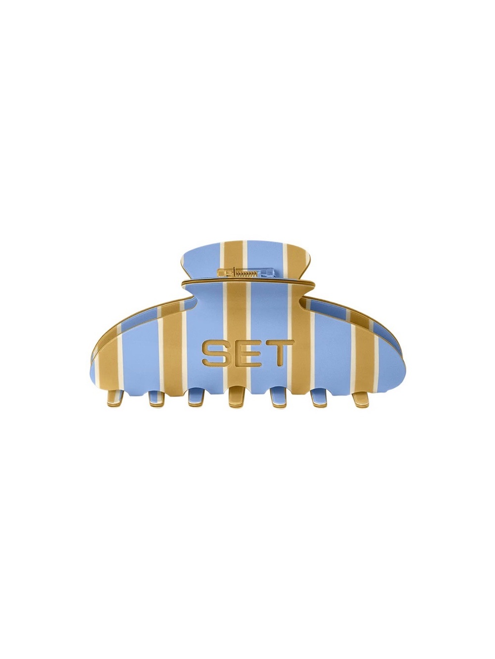 SET ACTIVE Striped Resin Hair Claw in Blue and Gold